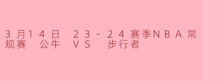 3月14日 23-24赛季NBA常规赛 公牛 VS 步行者